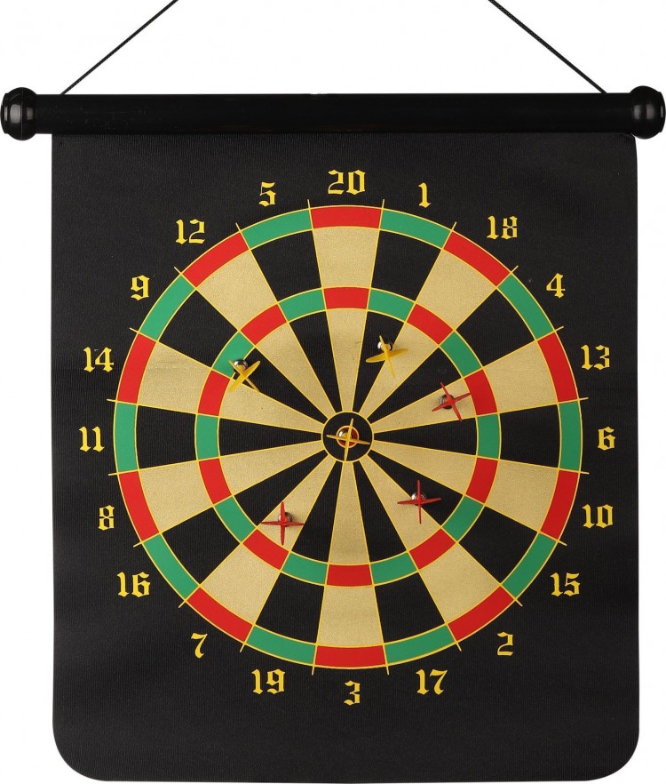 Дартс магнитный двухсторонний INDIGO 6 дротиков, 30; 38; 43 см