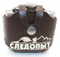 Фляжка СЛЕДОПЫТ - Freezly в кожаном чехле 150 мл., 180 мл., 210 мл